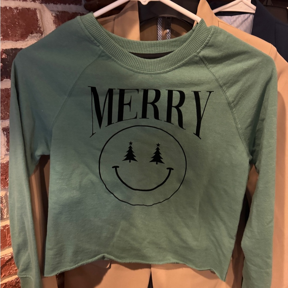 Green 'Merry' Graphic Sweatshirt
